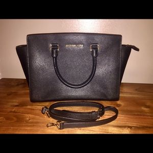 Michael Kors selma large black saffiano handbag